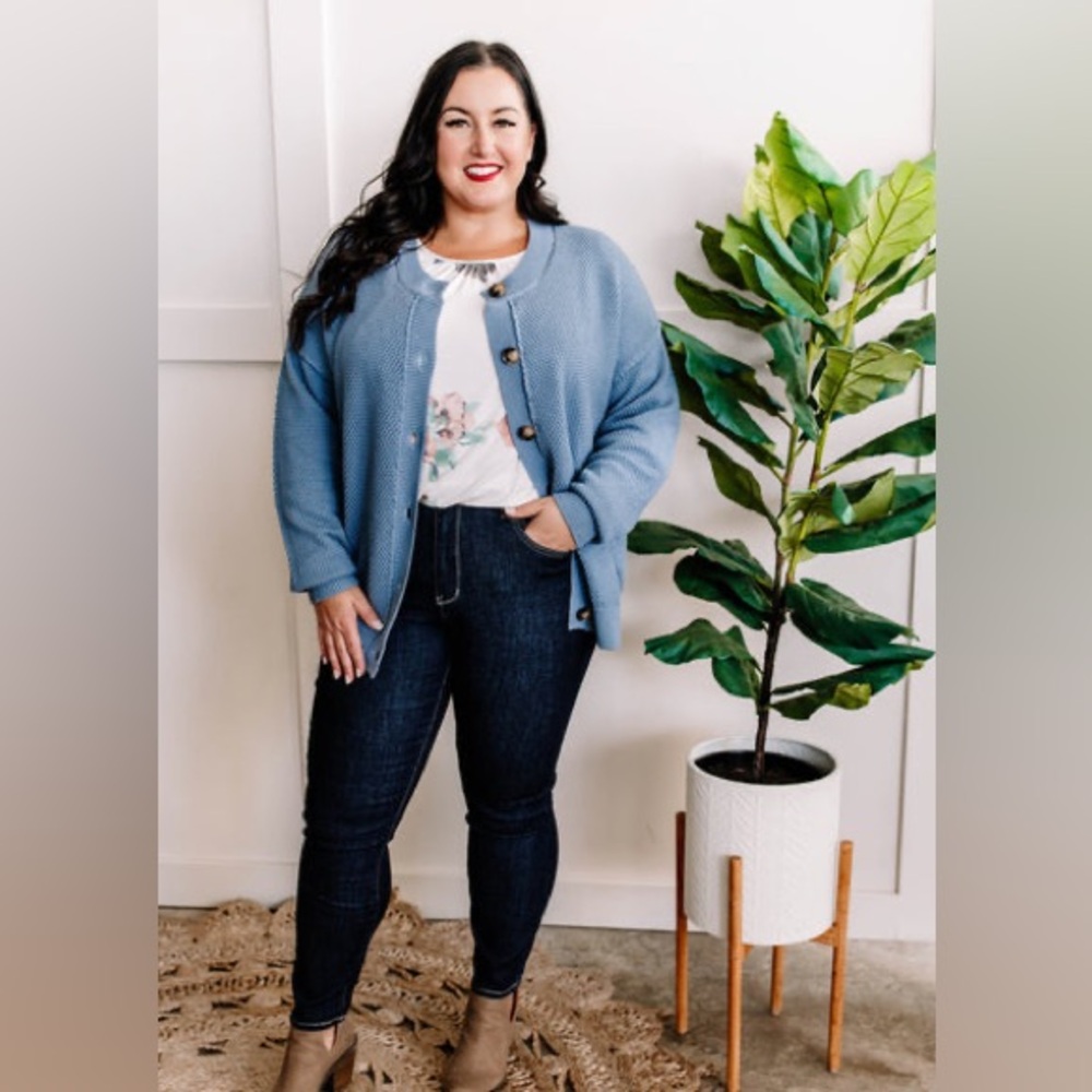 Heyson Button Up Cardigan Blue Plus Size 2X BNWT Boutique